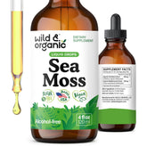 Front view of Wild & Organic Sea Moss Drops bottle (4 oz)