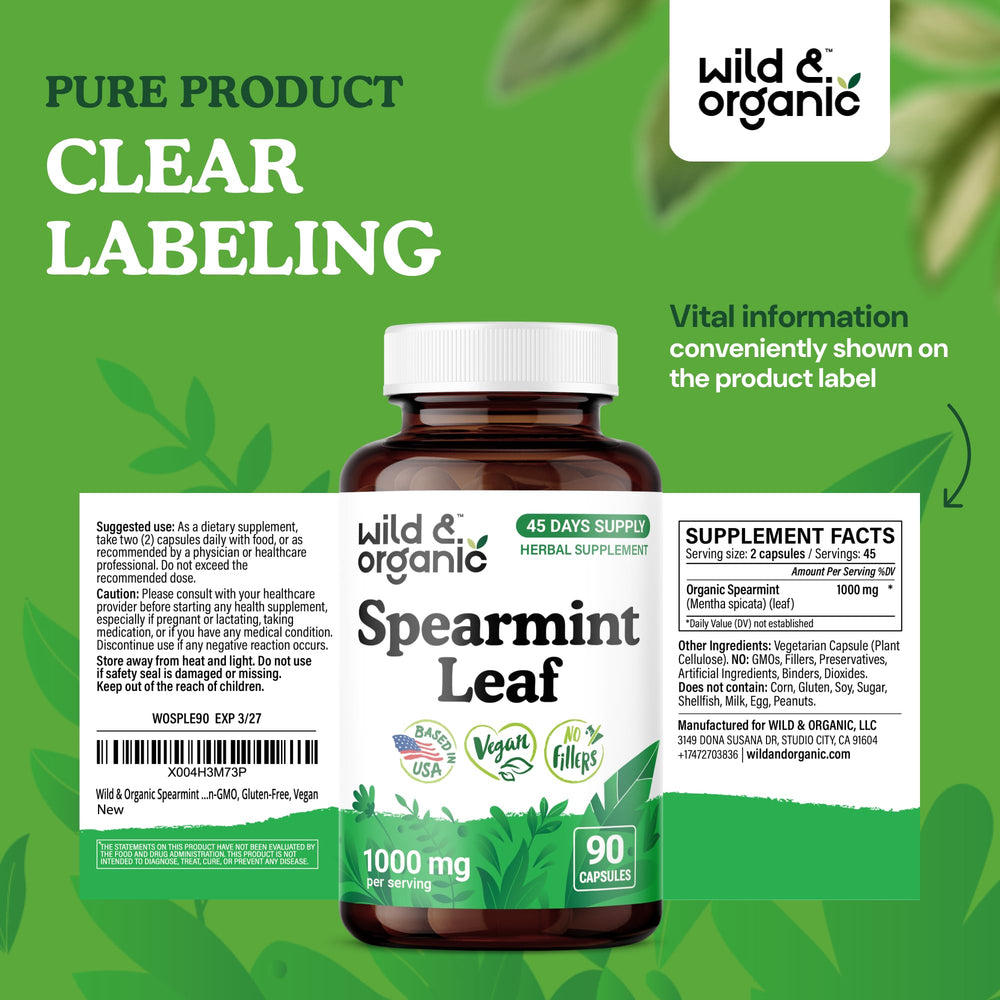 Wild & Organic spearmint capsules with all-natural ingredients