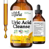 Bottle of Wild & Organic Uric Acid Cleanse Liquid Drops with Tart Cherry label