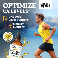 Close-up of Wild & Organic Uric Acid Cleanse bottle and dropper