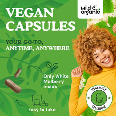 Plant-based capsule coating for vegan mulberry supplement