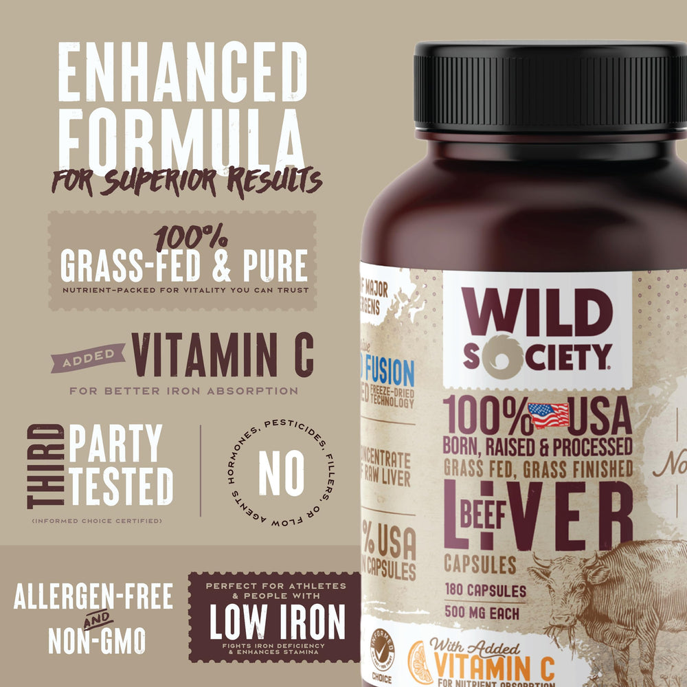Non-GMO, allergen-free beef liver capsules