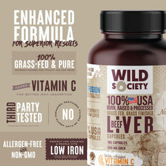 Non-GMO, allergen-free beef liver capsules