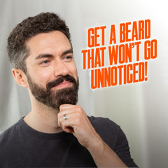Wild Willies beard before and after graphic illustrating fuller appearance