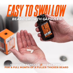 Beard growth capsules bottle from Wild Willies