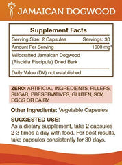 Jamaican Dogwood 60 capsule bottle showing 1000 mg per serving