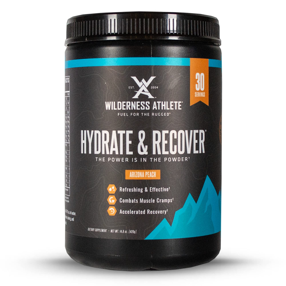 Wilderness Athlete Hydrate Arizona Peach tub front for refreshing electrolyte hydration after workouts.