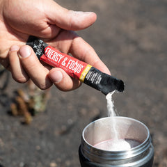 Wilderness Athlete zero-sugar powder bottle display emphasizes healthy energy without jitters