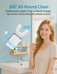 U-shaped brush head fitting 360-degree cleaning on teeth
