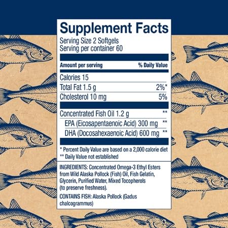 Prenatal DHA label details on Wiley's Finest bottle