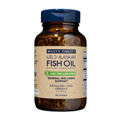 Wiley's Finest Wild Alaskan Fish Oil Easy Swallow Minis bottle with 180 softgels