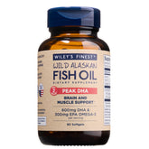 Bottle of Wiley's Finest Peak DHA Wild Alaskan Fish Oil with 60 softgels