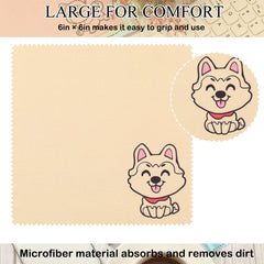 Yellow dog pattern microfiber cleaning cloth for phones and glasses