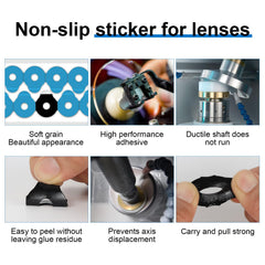 Pads in use during eyeglass edging and polishing