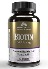 Windmill Biotin 5000 mcg bottle – 60 count (hero image)