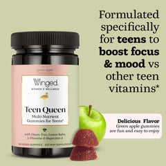 Third-party tested quality seal on Winged Wellness Teen Queen Gummies