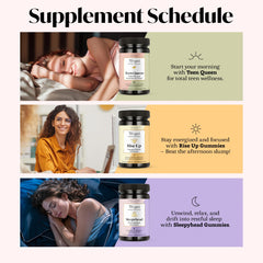 Front packaging view of Winged Wellness Teen Queen Gummies