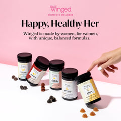 Teen girl smiling and holding Winged Wellness Teen Queen Gummies