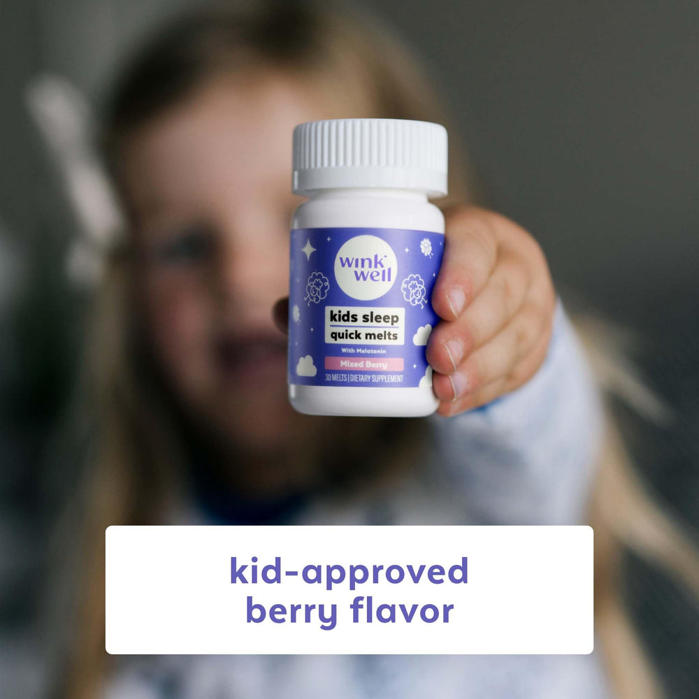 Bottle and bedtime routine imagery for Wink Well Kids Melts