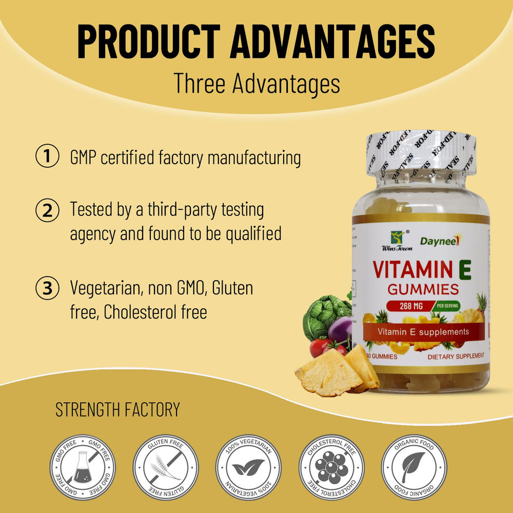 Wins Town Vitamin E Gummies chewy gummies on white background