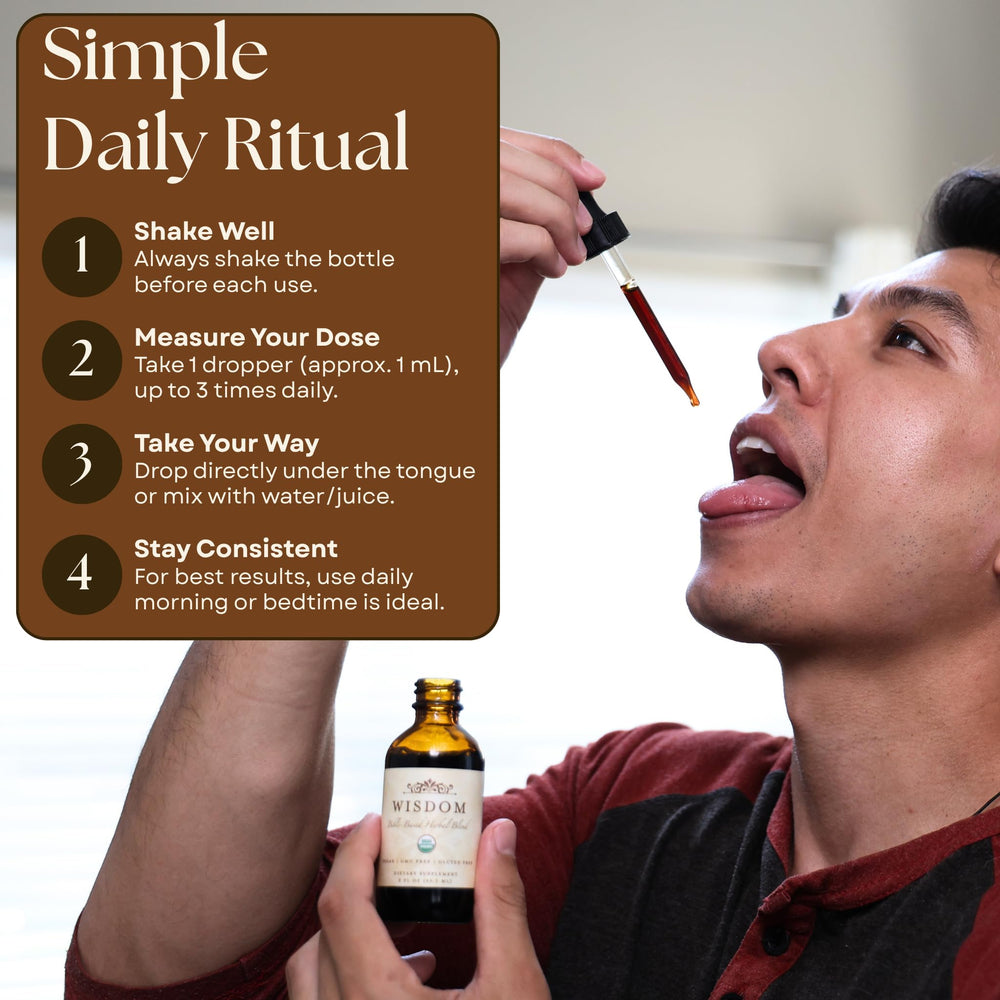 Wisdom Nutrition energy-focus-wellness drops illustrate a fit-for-busy mornings routine.