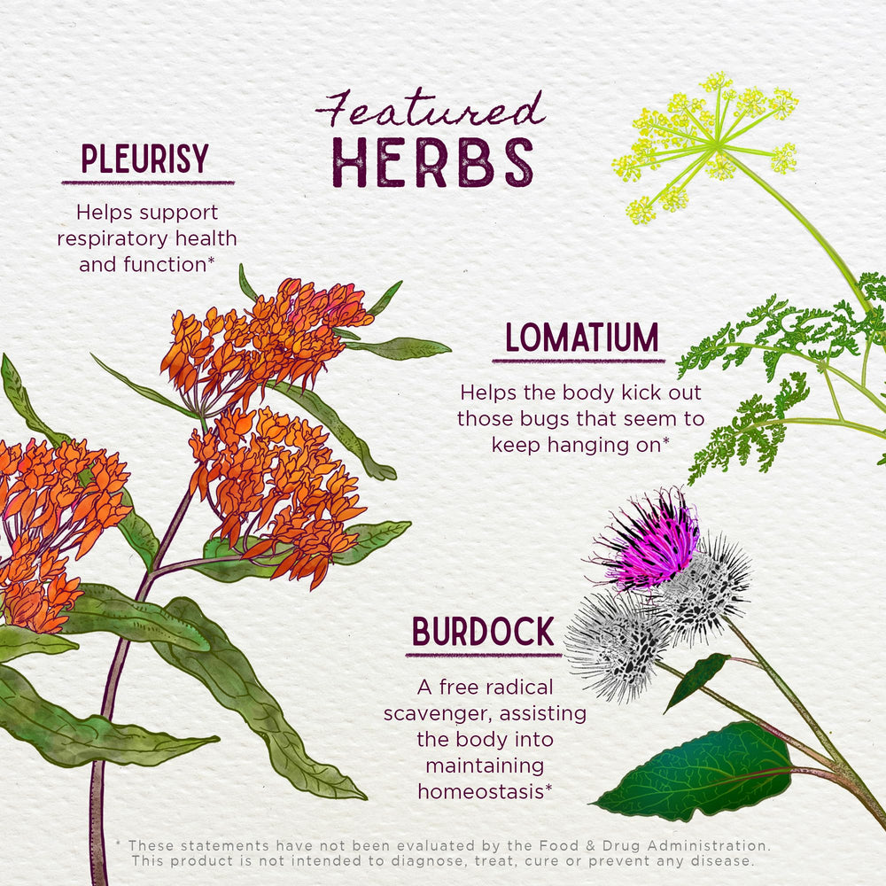 Wild Cherry Bark, Pleurisy Root and Goldenseal herbs