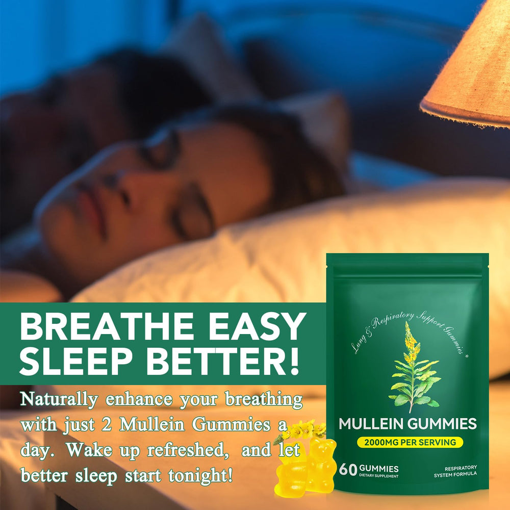 WHLH & WELL-BEING Mullein Leaf Gummies bottle label close-up