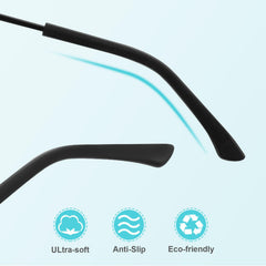 Black temple tips for eyewear providing ergonomic comfort