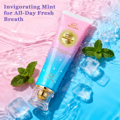 Minty fresh breath concept with toothpaste
