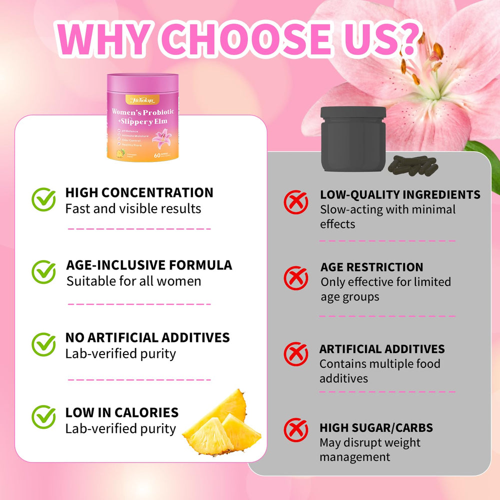 Woman-friendly probiotic gummies bottle on kitchen counter