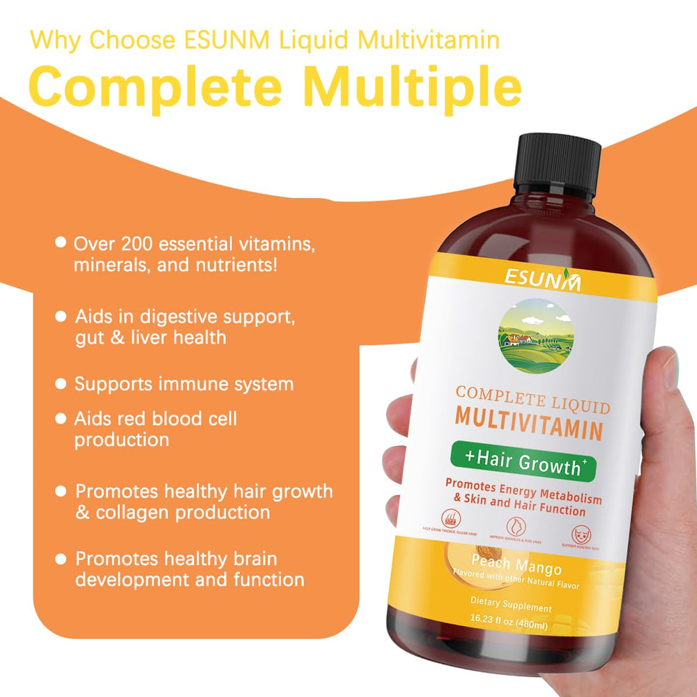 Women's health liquid multivitamin bottle with tropical flavor