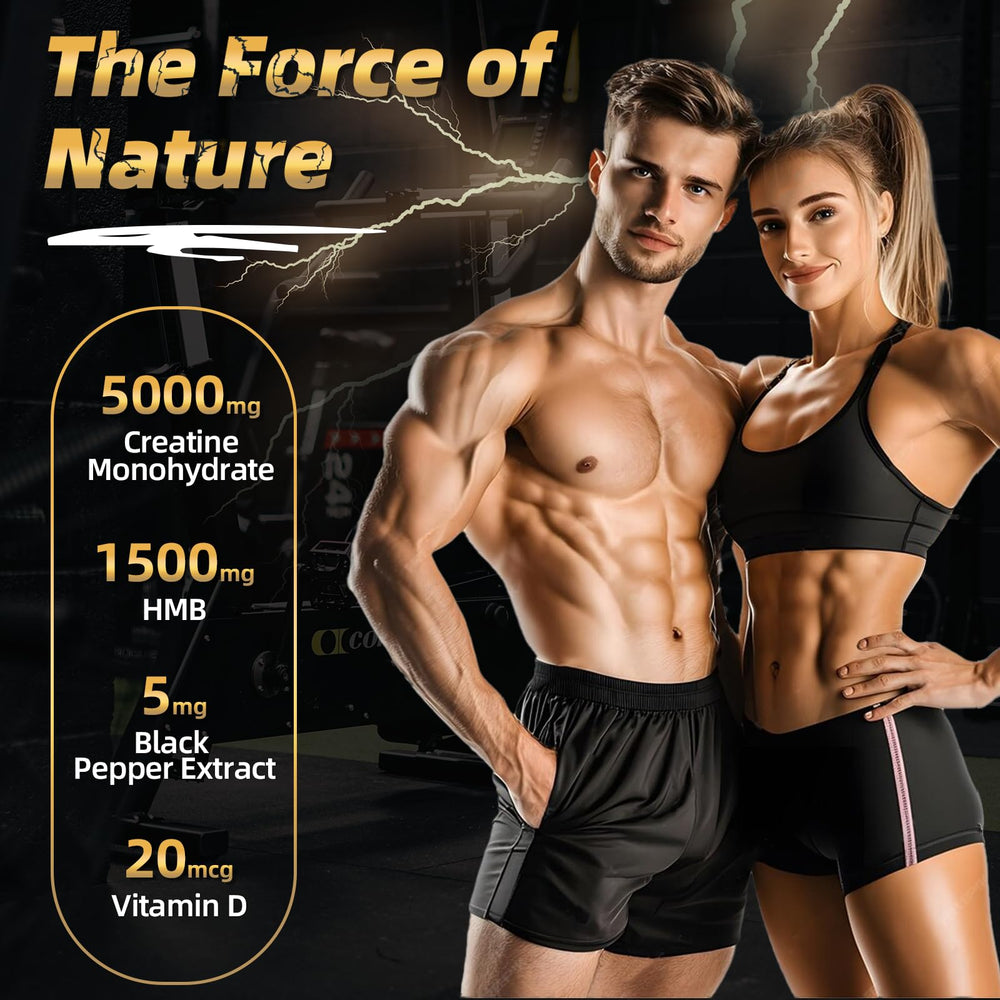 Women and men exercising with creatine supplement branding