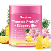 Bottle of Women Probiotic Slippery Elm Gummies pineapple flavor
