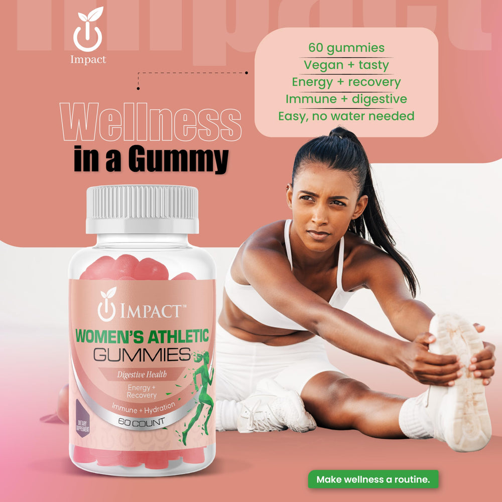 Active woman athlete lifestyle image with gummies
