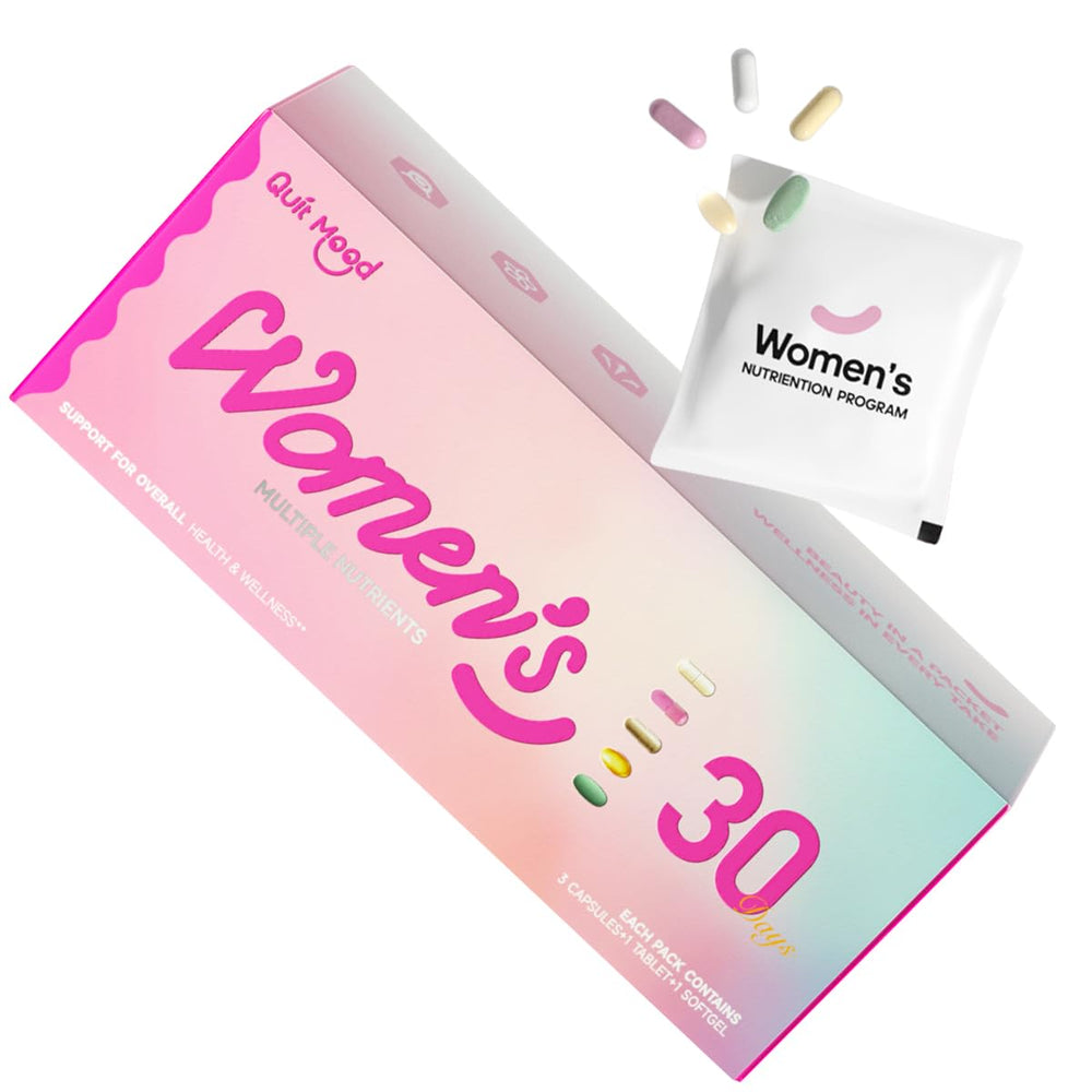 Front view of Women's Daily Vitamin Packs product box with sachets