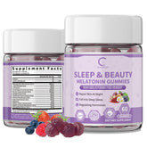 Front view of bottle of Women's Melatonin Gummies with mixed berry flavor
