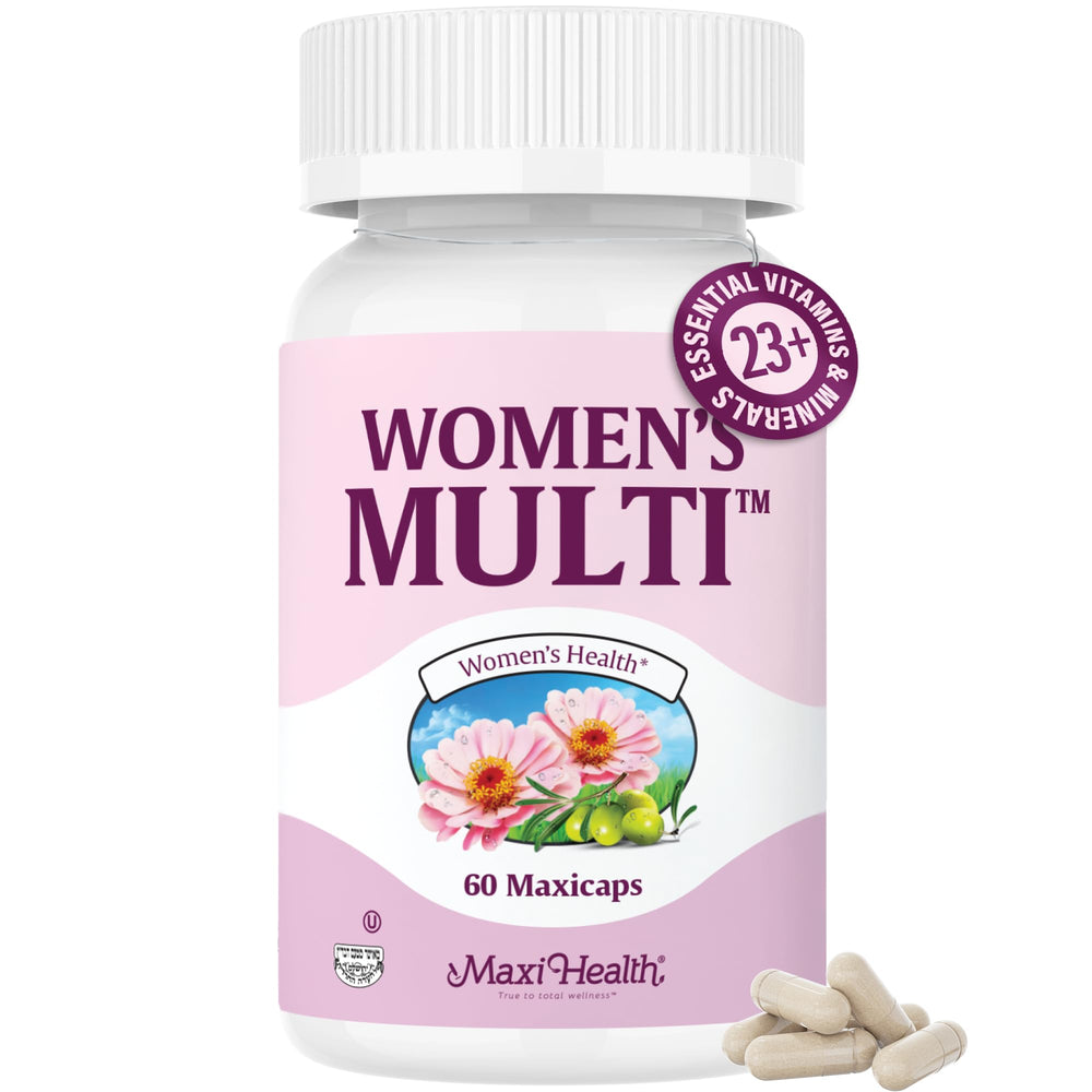 Womens multivitamin bottle with 60 capsules