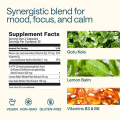 Close-up of Wonder Family 5-HTP 200mg bottle label