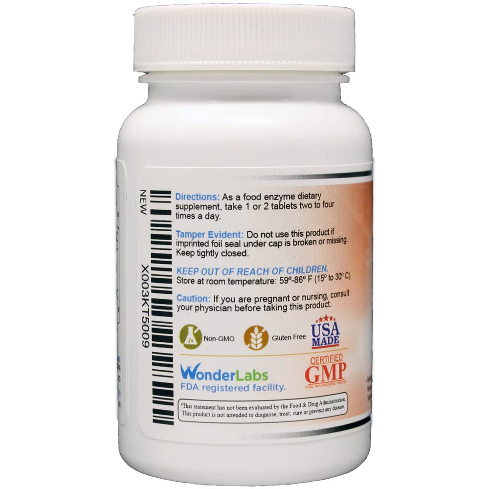 Bottle label highlighting Pancreatin, Trypsin, and Chymotrypsin
