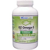 Bottle of Wonder Laboratories EZ Omega-3 with 180 softgels, USA made