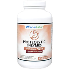 Bottle of Wonder Laboratories Proteolytic Enzymes with 550 mg total label