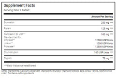 Label close-up showing Bromelain, Lipase, and Trypsin