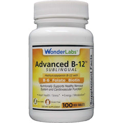 Wonder Laboratories bottle of sublingual B12 pills ready for energy support