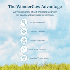 WONDERCOW bovine colostrum-boost image showcases immune-supporting nutrients in the blend for recovery and vitality.