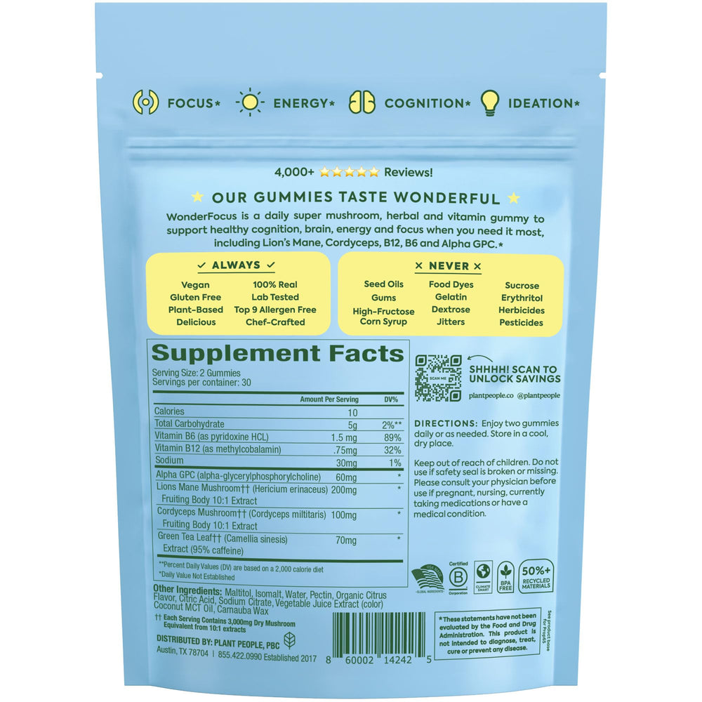Citrus-flavored WonderFocus gummies
