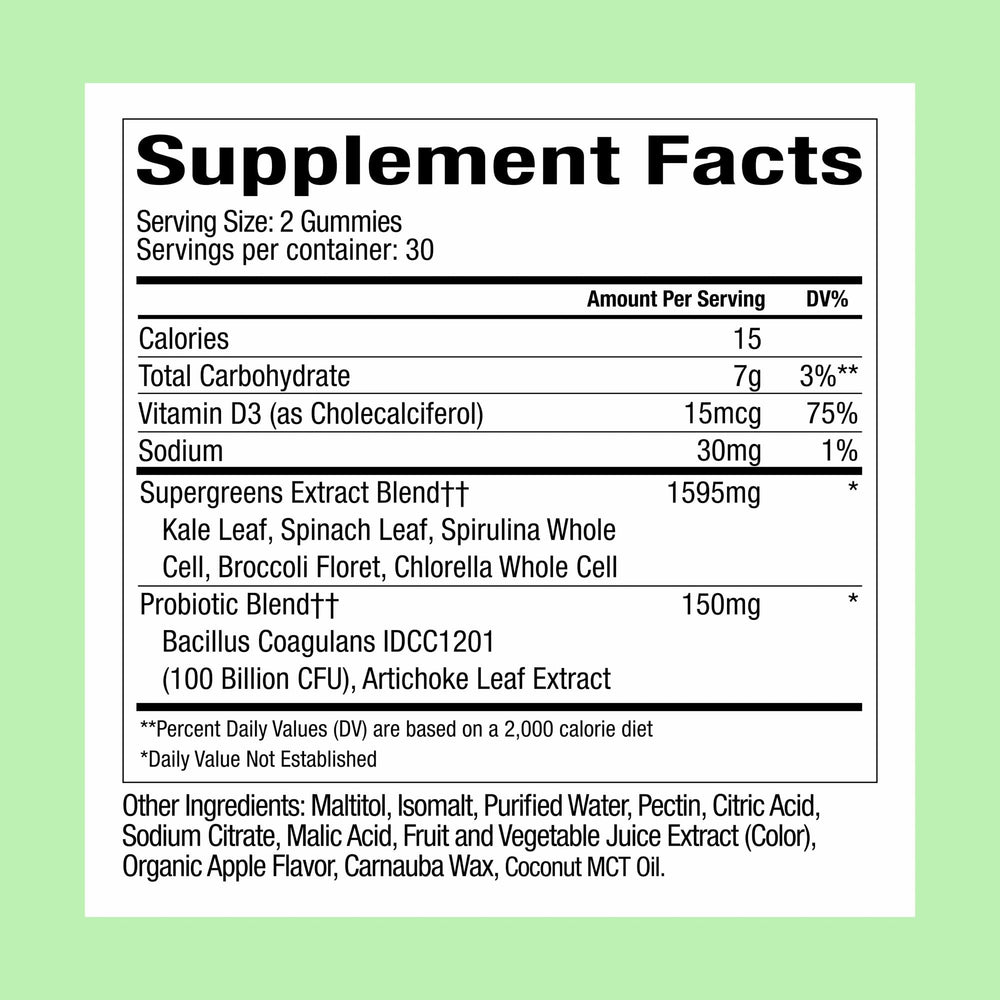 Close-up of a single green apple-flavored gummy