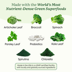 Label showing vitamins D3 and K2 on WonderGreens packaging