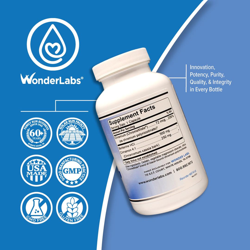 Gluten-free and GMO-free labeling on Wonder Laboratories Berberine HCl 1500mg