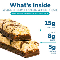 Nutrition label highlighting 15 g protein and up to 8 g fiber