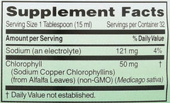 World Organic Liquid Chlorophyll Mint label displaying ingredients and nutrition facts